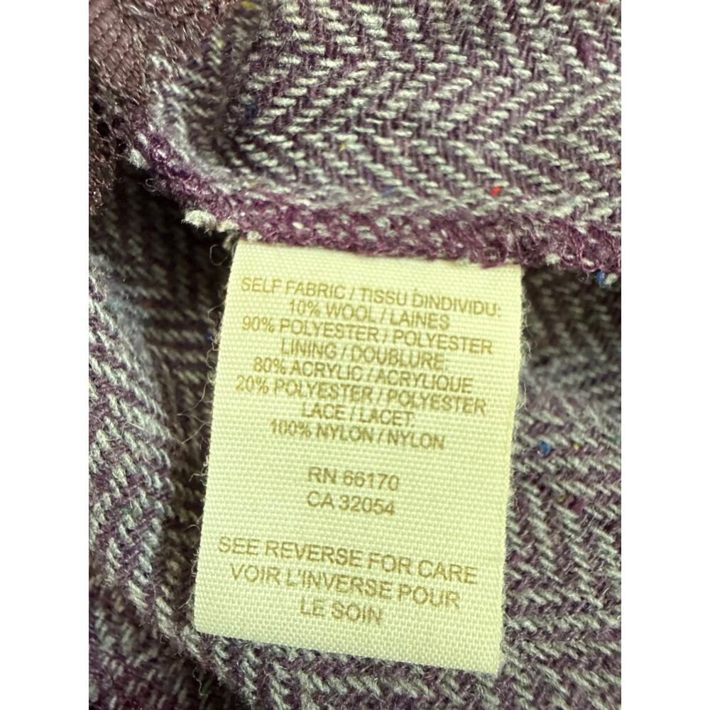 Free People Tweed Lace Dress Size 2 Purple Wool Blend Mini Boho - Picture 8 of 8